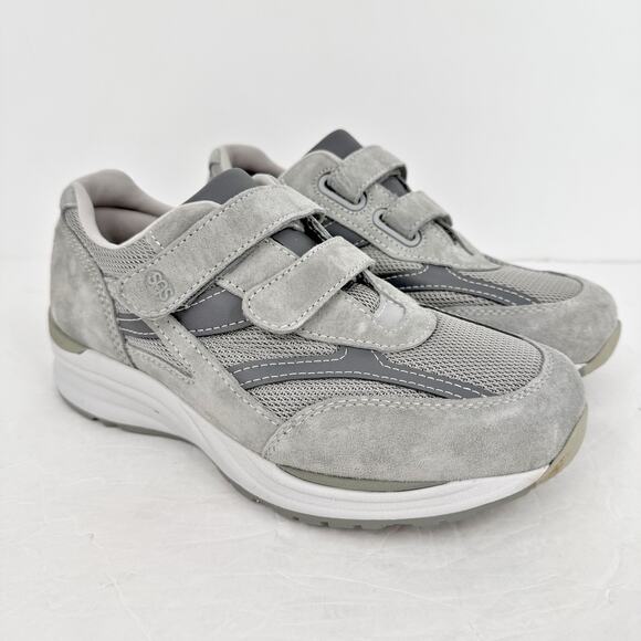 SAS Mens JV Mesh Adjustable Comfort Walking Sneaker US 6.5 W Grey Suede EUC